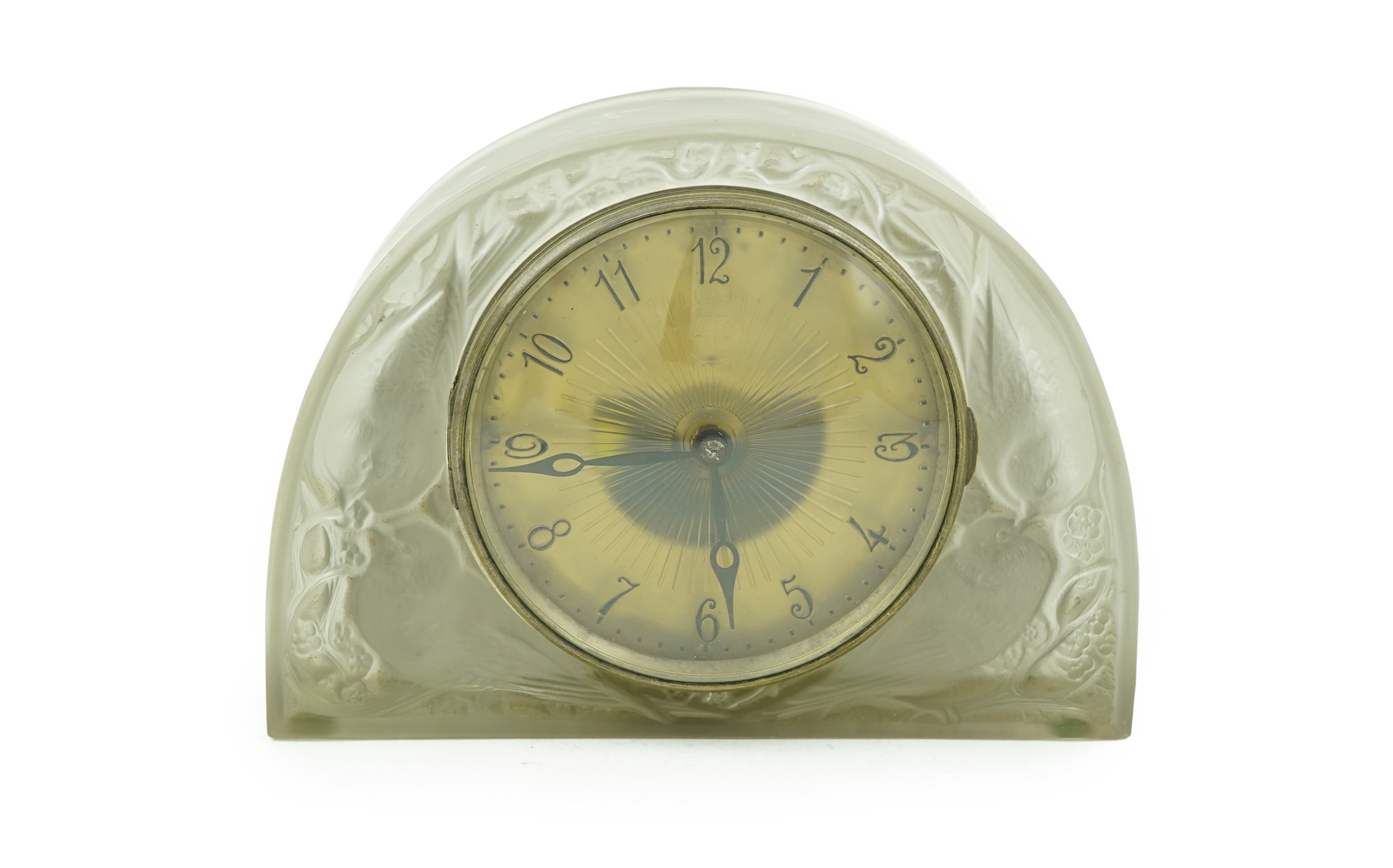 René Lalique for ATO: A ‘Moineaux’ glass mantel clock